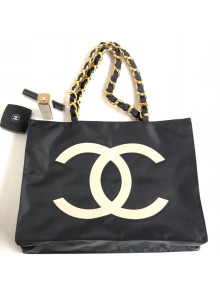 Chanel CC Chain Tote Shopping Bag Black 2018