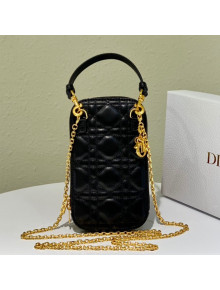 Dior Lady Dior Phone Holder in Black Cannage Lambskin 2021