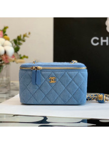 Chanel Denim Vanity Clutch with Chain and Ball AP2303 Light Blue 2022