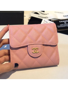 Chanel Three Folds Classic Small Flap Wallet A81900 Light Pink