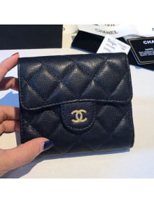 Chanel Three Folds Classic Small Flap Wallet A81900 Black 