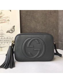 Gucci Soho Small Leather Interlocking G Tassel Disco Camera Bag 308364 Dark Grey 2019