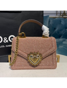 Dolce&Gabbana Small Devotion Lurex Fabric Top Handle Bag Pink 2019