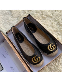 Gucci Leather Flat Espadrille with Double G ‎602505 Black 2019