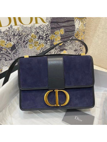 Dior 30 Montaigne Bag in Blue Suede Calfskin 2021