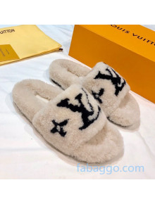 Louis Vuitton LV Homey Lambskin Wool Flat Mules Beige 2020