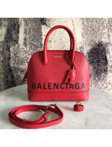 Balen...ga Logo Grained Calfskin Ville Top Handle Bag S Red 2018