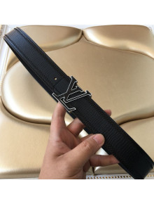 Louis Vuitton Embossed Leather Belt 38mm with LV Buckle Black/Silver 2019