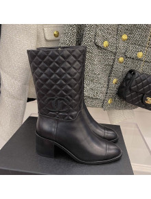 Chanel Quilted Lambskin Short Boots 5.5cm Black 2021 85