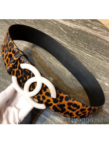 Chanel Leopard Print Horsehair Belt 5CM Width White 2020