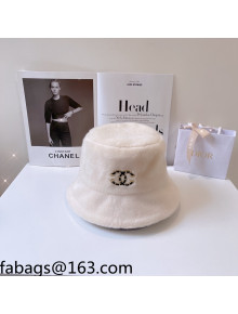 Chanel Mink Fur Bucket Hat White 2021 110541
