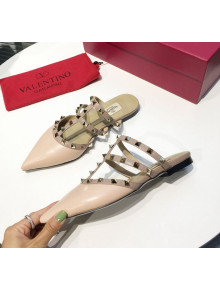 Valentino Flat Rockstud Mule Sandal Pink 2019