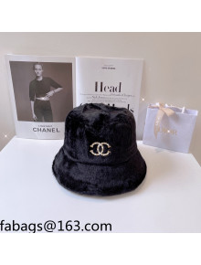 Chanel Mink Fur Bucket Hat Black 2021 110542