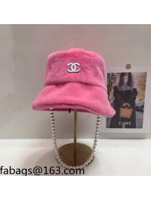 Chanel Fur Bucket Hat with Pearl Pink 2021 110546