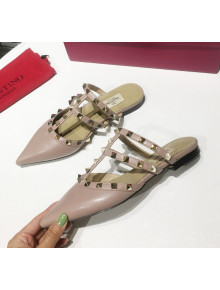 Valentino Flat Rockstud Mule Sandal Dusty Pink 2019