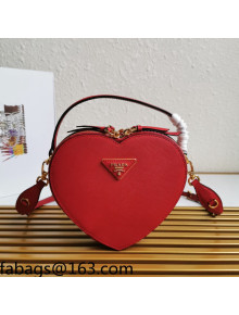 Prada Saffiano Leather Heart Shaped Mini Bag 1BH144 Red 2021
