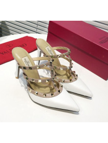 Valentino Heel Rockstud Mule Sandal 95mm White 2019