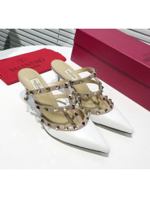 Valentino Heel Rockstud Mule Sandal 65mm White 2019