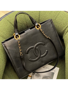 Chanel Lambskin CC Shopping Bag Black 2022 55