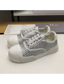 Dior D-Smash Woven Calfskin Sneakers Silver 2019