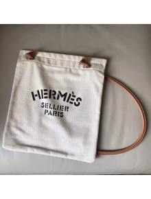 Hermes Canvas & Leaher Shopper Bag White 2018