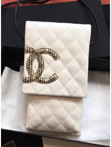 Chanel Calfskin Python CC Mini Shoulder Flap Bag White 2019