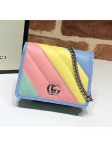 Gucci GG Marmont Matelassé Card Case Wallet With Chain 625693 Multicolor Pastel 2020