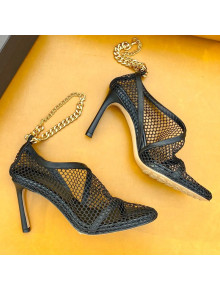 Bottega Veneta Mesh Heel Sandals with Ankle Chain 95mm Black 2020