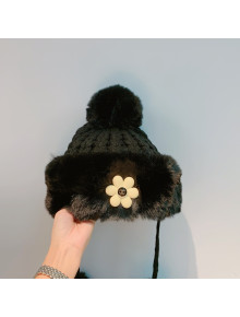 Chanel Bloom Knit Hat Black 2021 110494