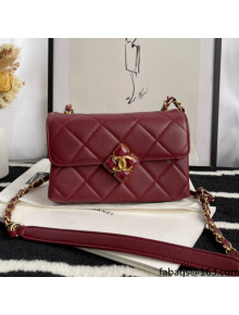 Chanel Quilted Lambskin Mini Flap Bag with Plexi & Gold-Tone Metal AS2633 Burgundy 2021