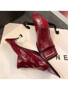 Bottega Veneta Lambskin Square Mules Sandals with Curved Heel 55mm Burgundy 2020