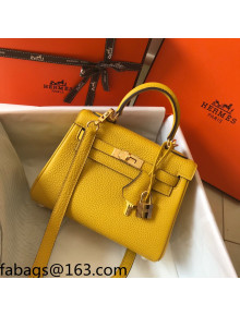 Hermes Kelly Mini Bag 20cm in Togo Calfskin Amber Yellow 2021