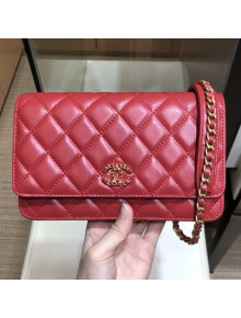 Chanel Quilted Lambskin Wallet on Chain WOC AP0724 Red 2019