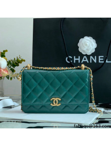 Chanel Quilted Calfskin Mini Flap Bag with Adjustable Strap AS2615 Green 2021
