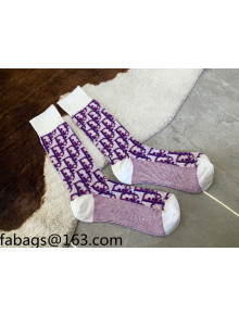 Dior Oblique Short Socks Purple 2021  