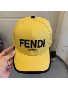 Fendi Embroidered Baseball Hat Black/Yellow 2021