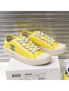 Chanel Wave Sole Canvas Sneakers Yellow 2019