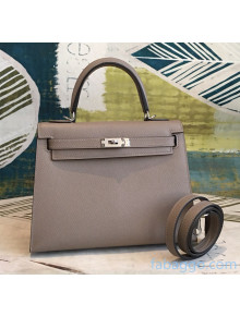 Hermes Kelly 25/28/32cm Bag in Original Epsom Leather Asphalt Grey/Silver Hardware 2020  (Half-Handmand) 