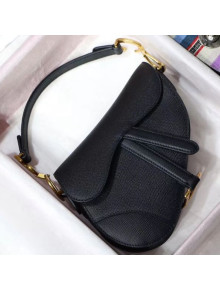 Dior Mini Saddle Bag in Embossed Grained Calfskin Black 2018