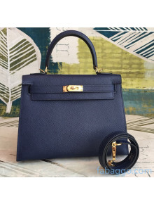 Hermes Kelly 25/28/32cm Bag in Original Epsom Leather Royal Blue/Gold Hardware 2020  (Half-Handmand) 