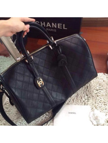 Chanel Quilted Calfskin Duffle Travel Black/Aged Gold 2020