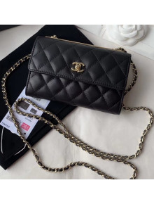 Chanel Lambskin Quilting Trendy CC Wallet with Chain Black 2018