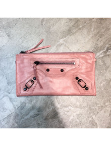 Balenciaga City Wax Calfskin Wallet Clutch/Crossbody Bag Pink 