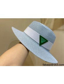 Bottega Veneta Straw Wide Brim Hat BVH31607 Light Blue 2022