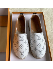 Louis Vuitton Monogram Silver Embroidered Flat Espadrilles White 2019 (For Women and Men)