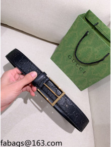 Gucci GG Leather Belt 4cm Black/Gold 2021 110843