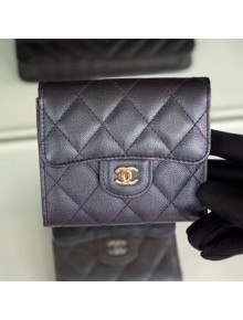 Chanel Iridescent Quilted Grained Calfskin Classic Small Flap Wallet A82288 Black