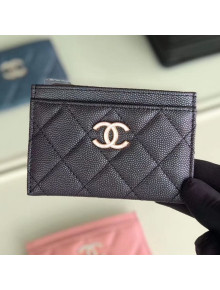 Chanel Iridescent Quilted Grained Calfskin Classic Card Holder AP0306 Black