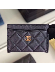 Chanel Iridescent Quilted Grained Calfskin Small Card Holder Black/Gold