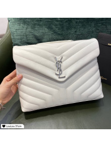 Saint Laurent Loulou Large Bag in "Y" Leather 459749 White/Silver 2021